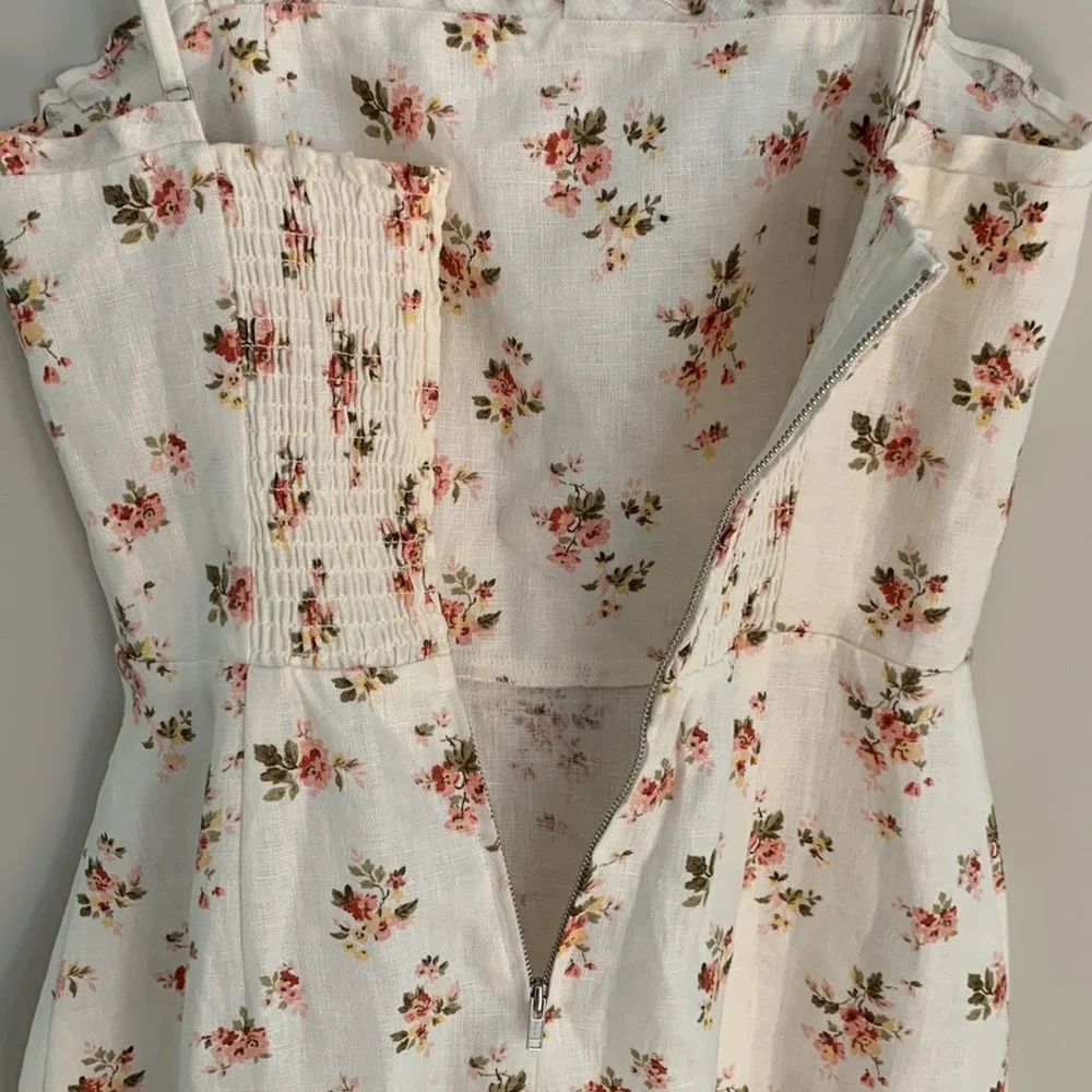 Reformation White Floral Mini Dress with Pink & Green Accents - Picture 9 of 11